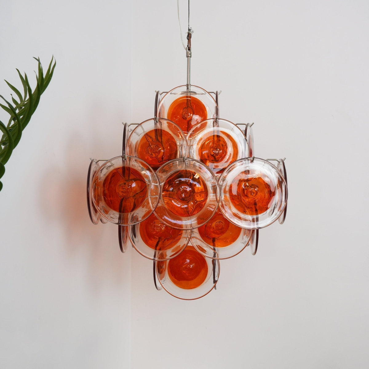 Lioruiel lampadario Arancione vetro Murano a Dischi Stratificati