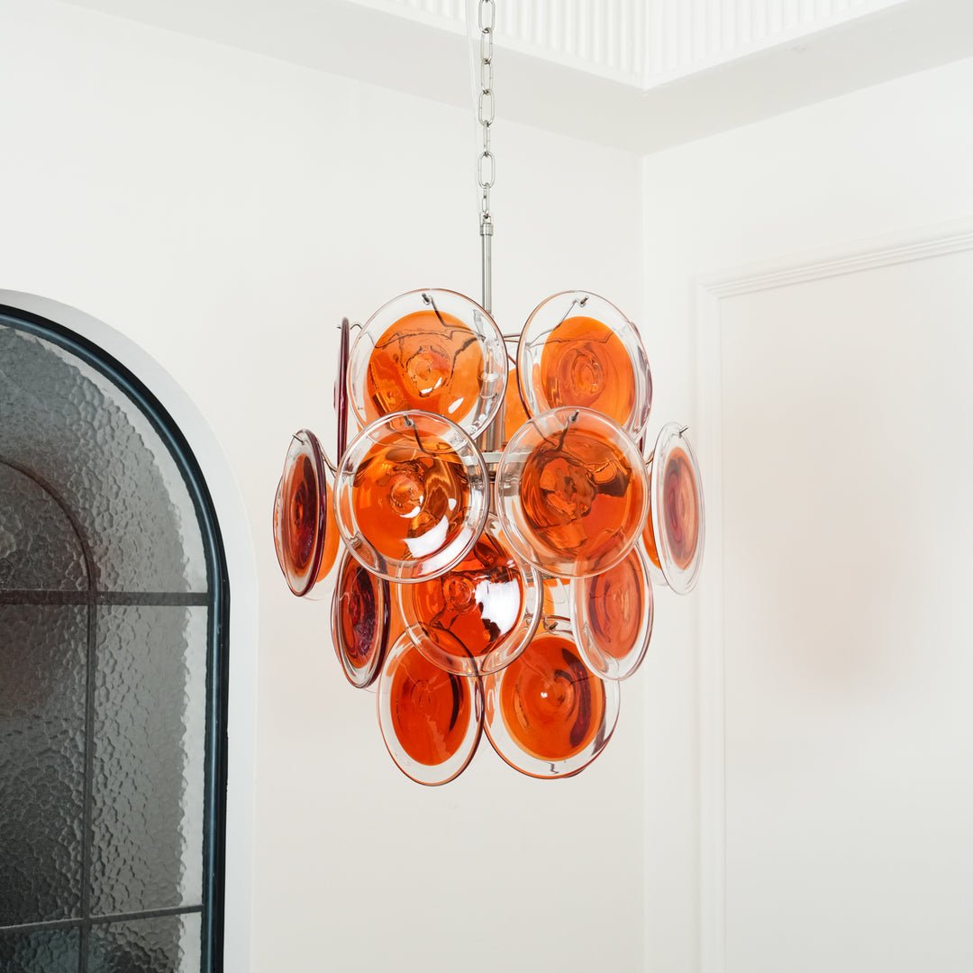 Lioruiel lampadario Arancione vetro Murano a Dischi Stratificati