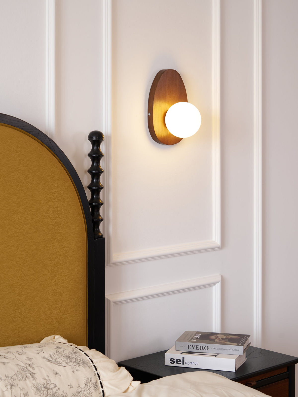 Nylaeiel lampada da parete in legno di noce con vetro