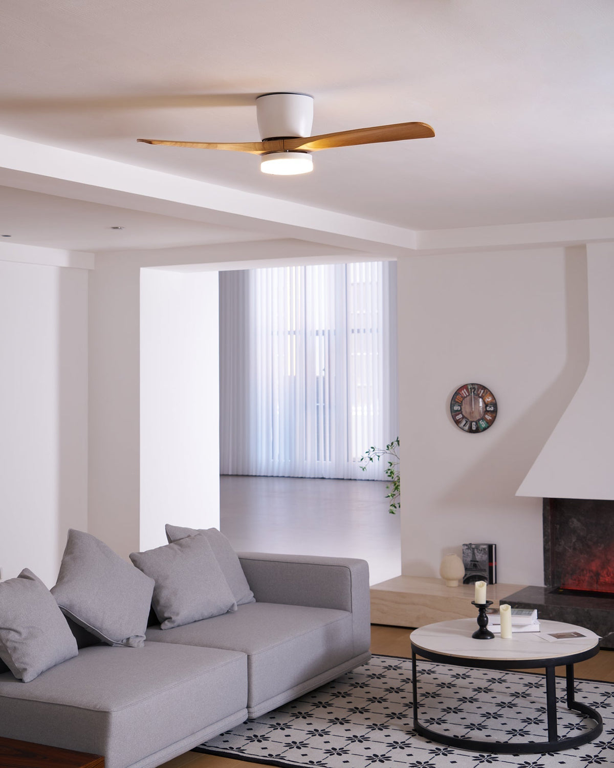 Elena Ventilatore da soffitto con luce in legno moderno