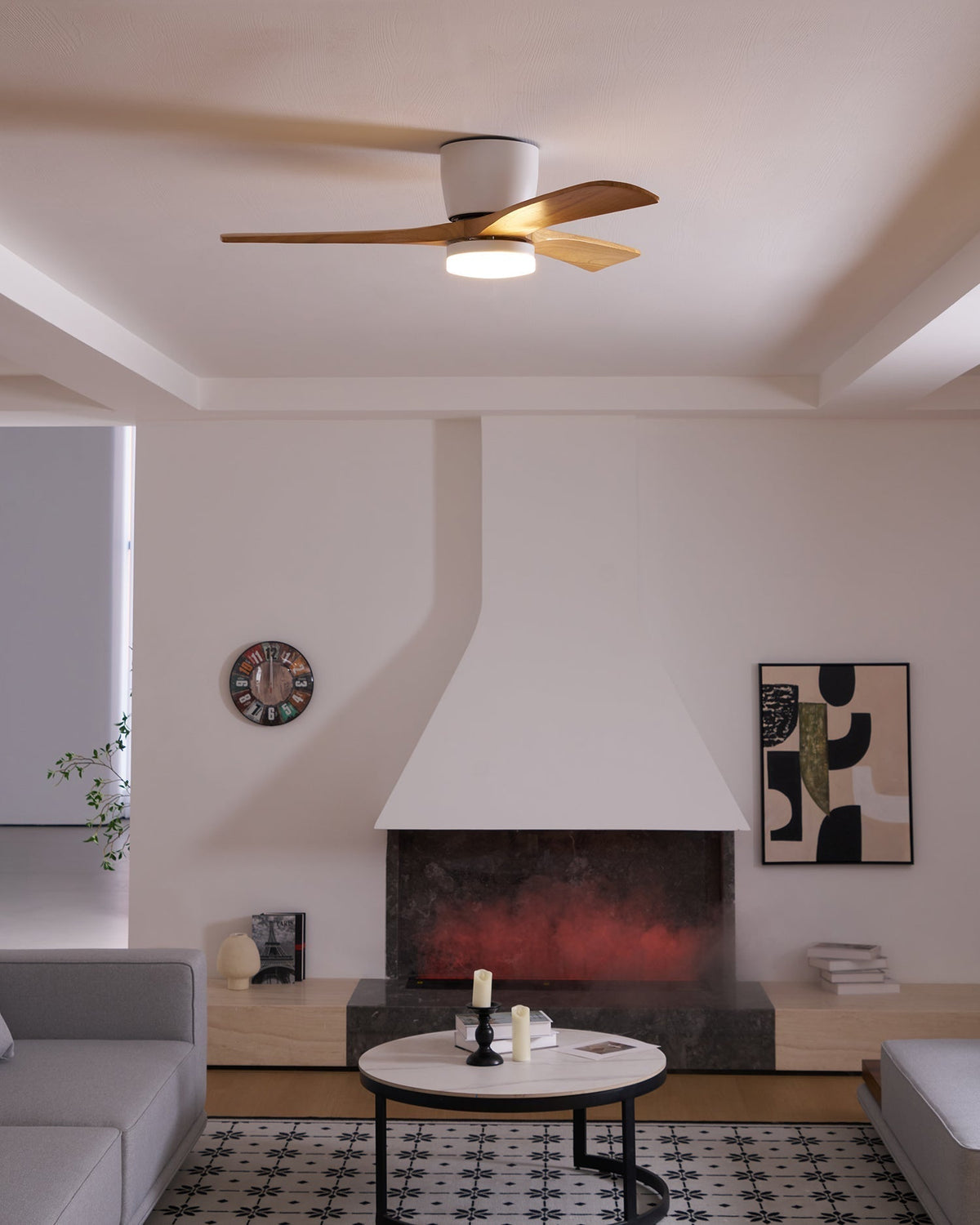 Elena Ventilatore da soffitto con luce in legno moderno