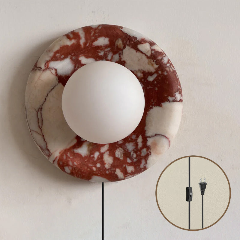 Vantheori lampada da parete in marmo rosso con spina