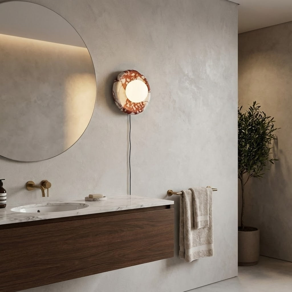Vantheori lampada da parete in marmo rosso con spina