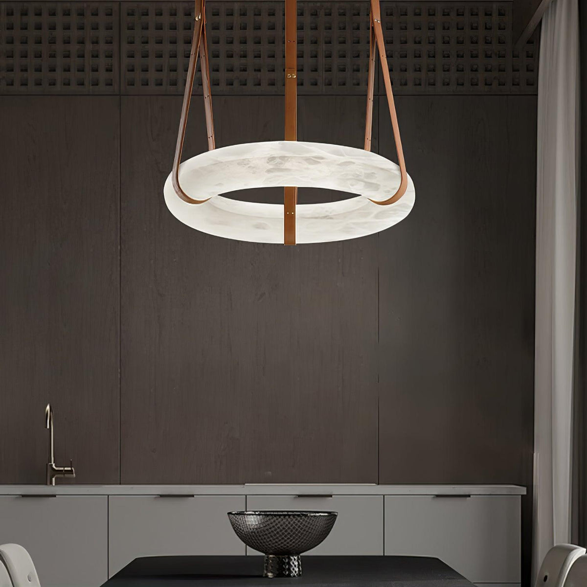 Lixor lampadario alabastro Cinghia in Pelle Versione a