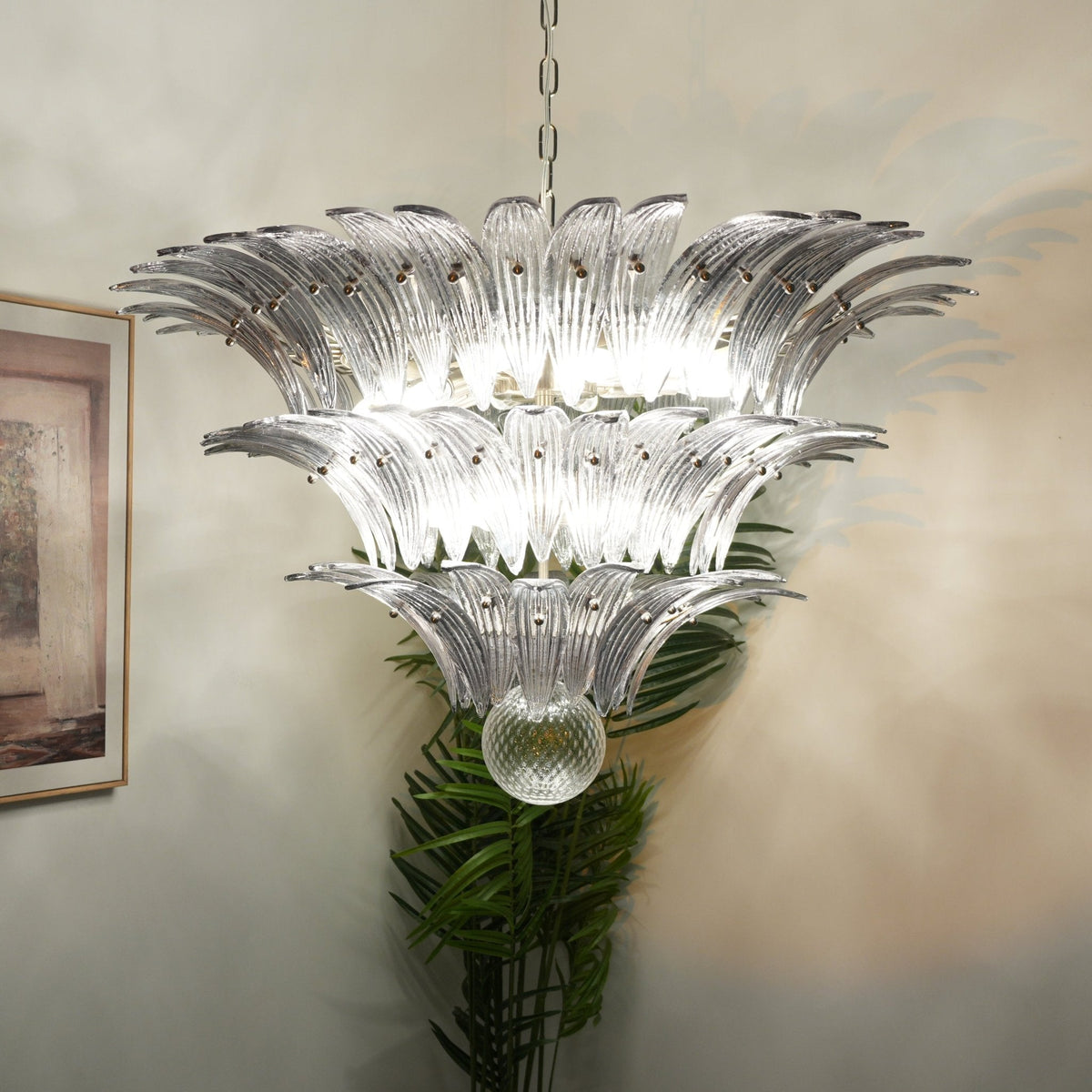 Eirivelle lampadario vetro Murano foglia di Palma a Livelli