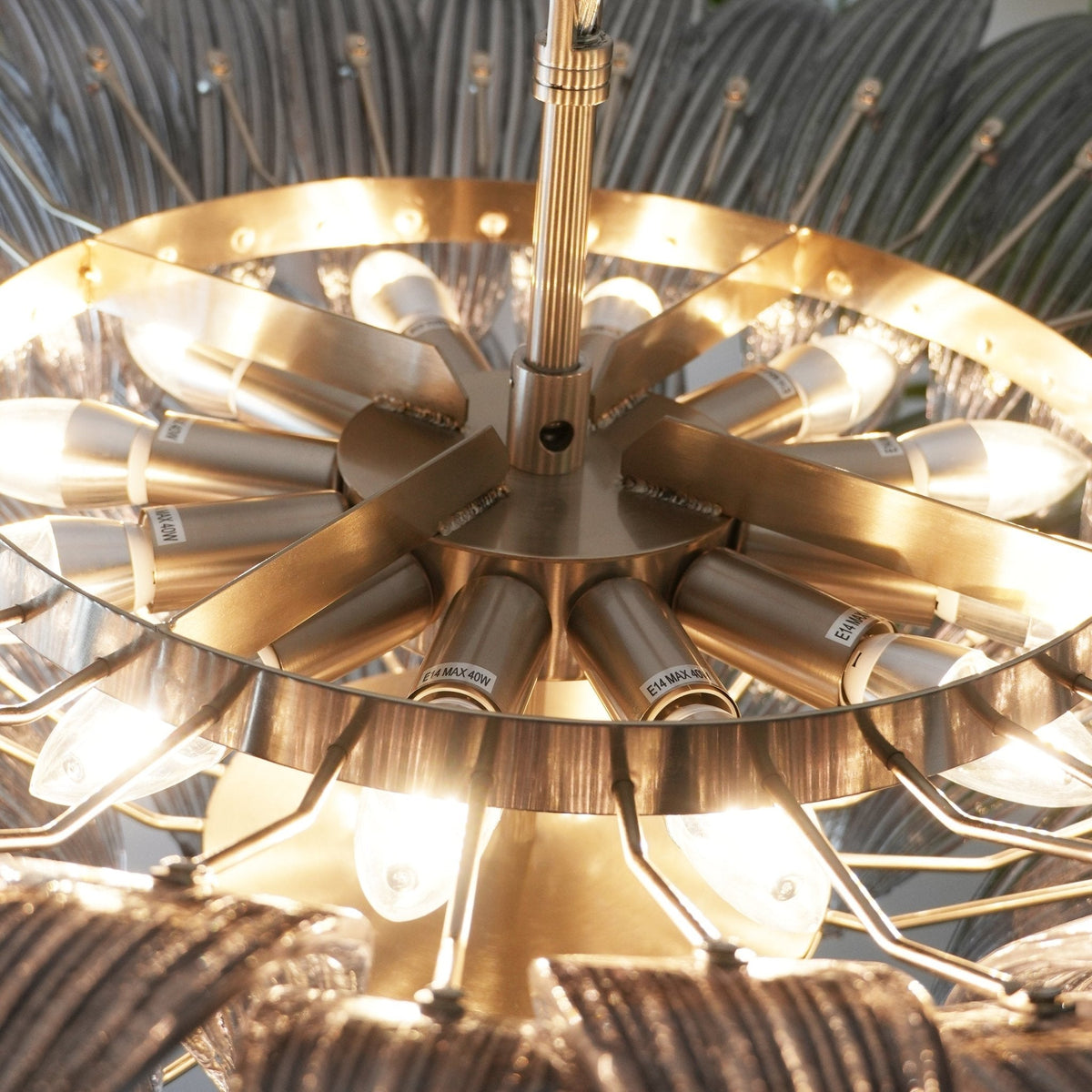 Eirivelle lampadario vetro Murano foglia di Palma a Livelli