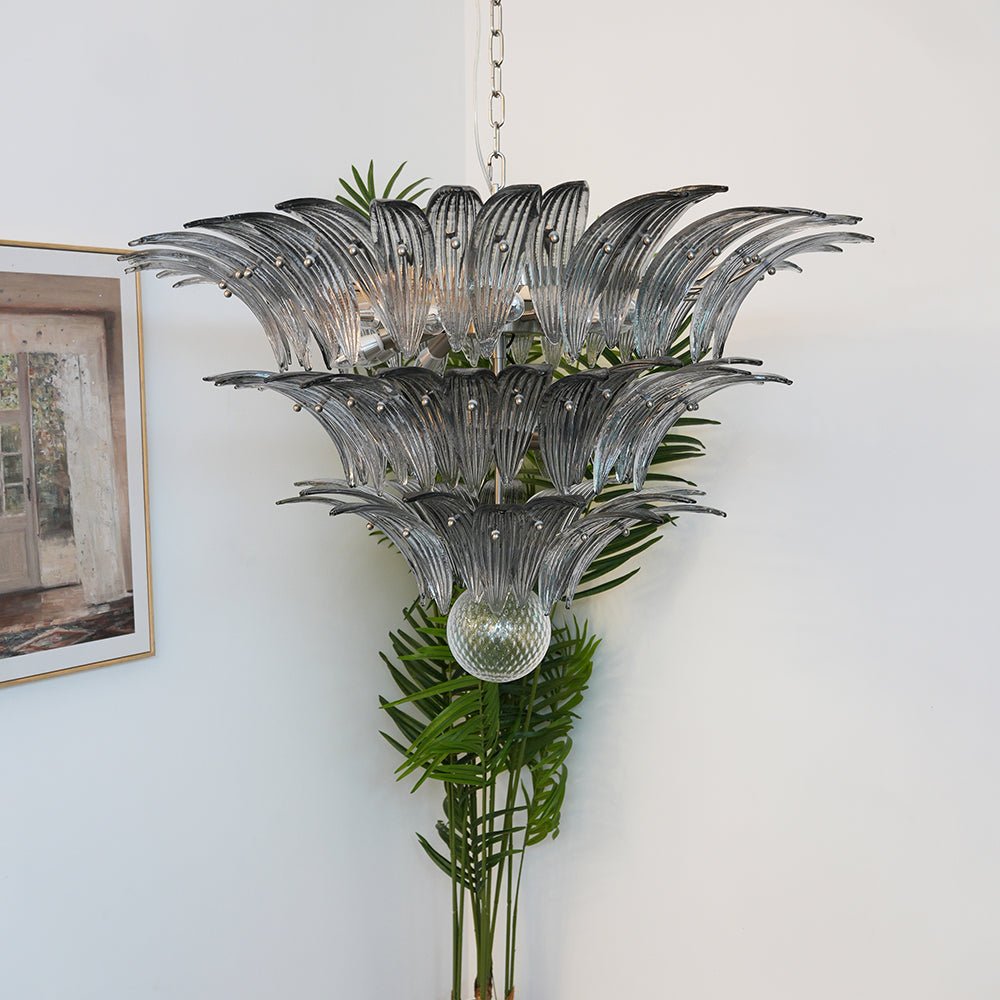 Eirivelle lampadario vetro Murano foglia di Palma a Livelli