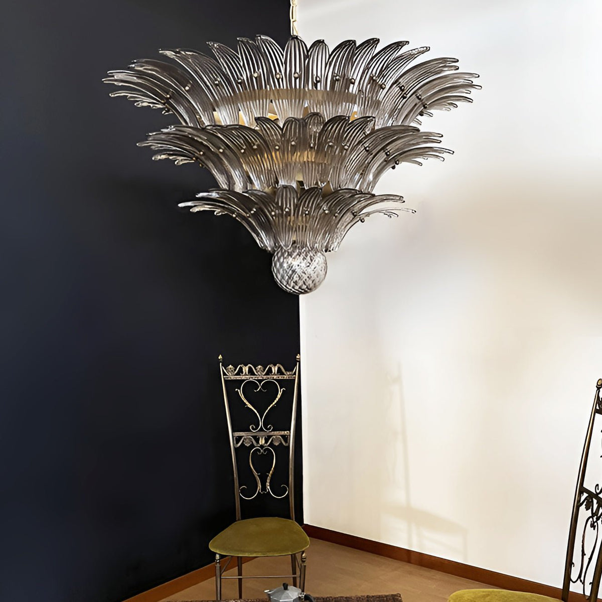 Eirivelle lampadario vetro Murano foglia di Palma a Livelli