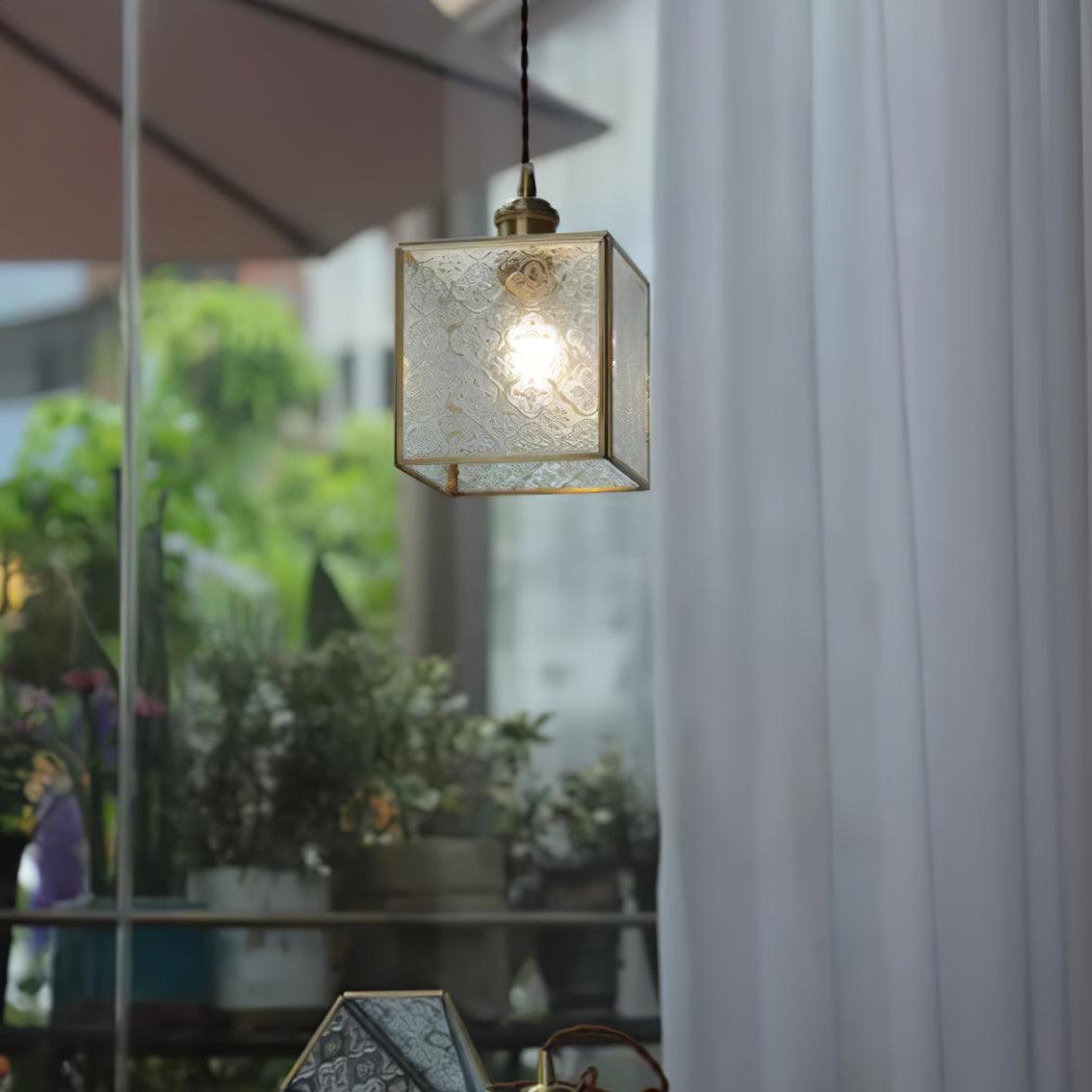 Arvane lampada a sospensione elegante in ottone e vetro