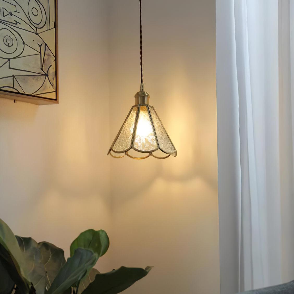 Arvane lampada a sospensione elegante in ottone e vetro