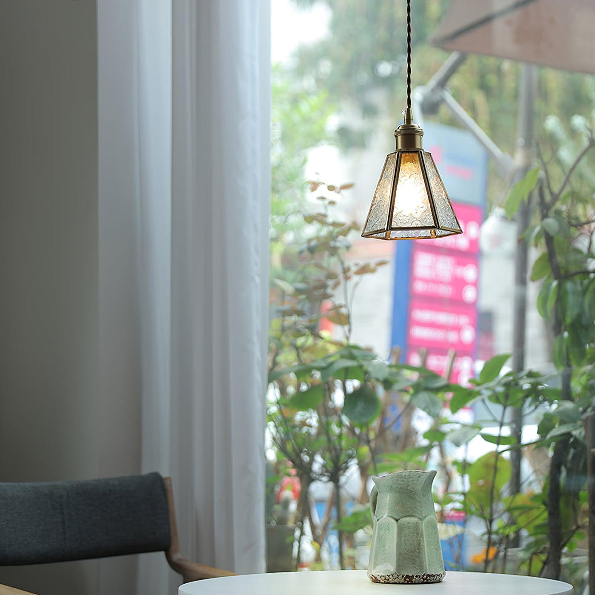 Arvane lampada a sospensione elegante in ottone e vetro