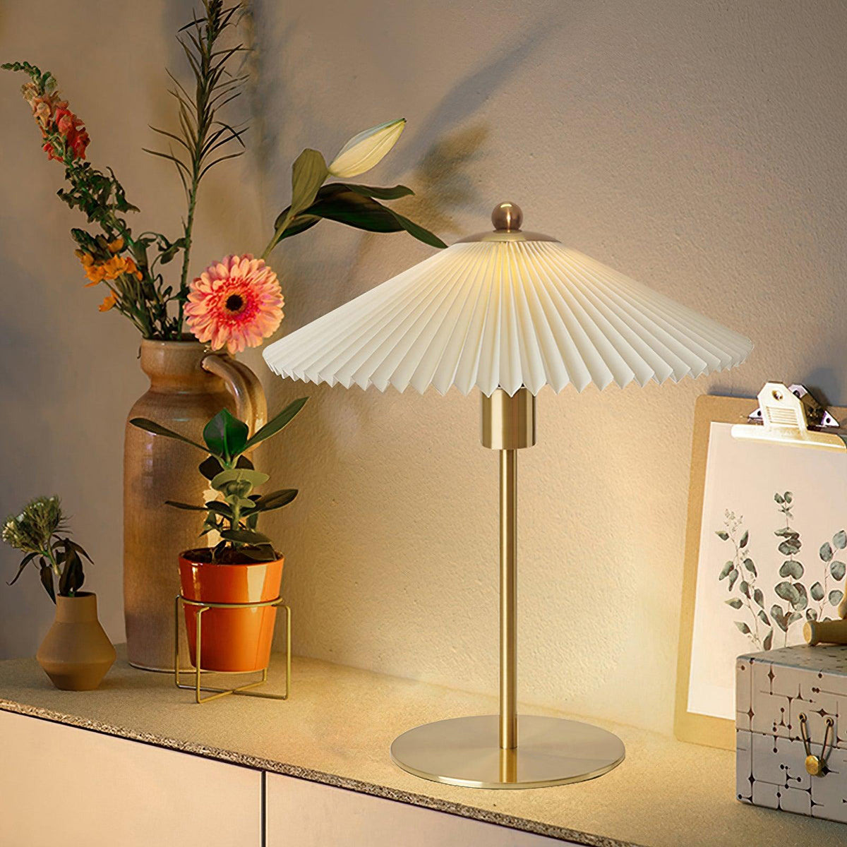 Camirir lampada da tavolo a Parasole Pleatato