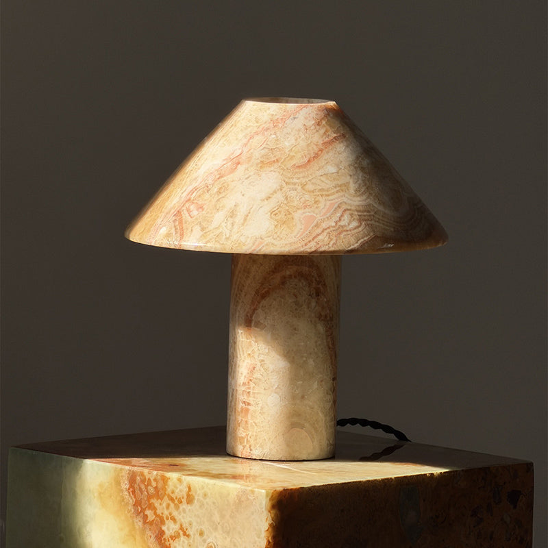 Pillar lampada da tavolo in pietra Onyx ciano