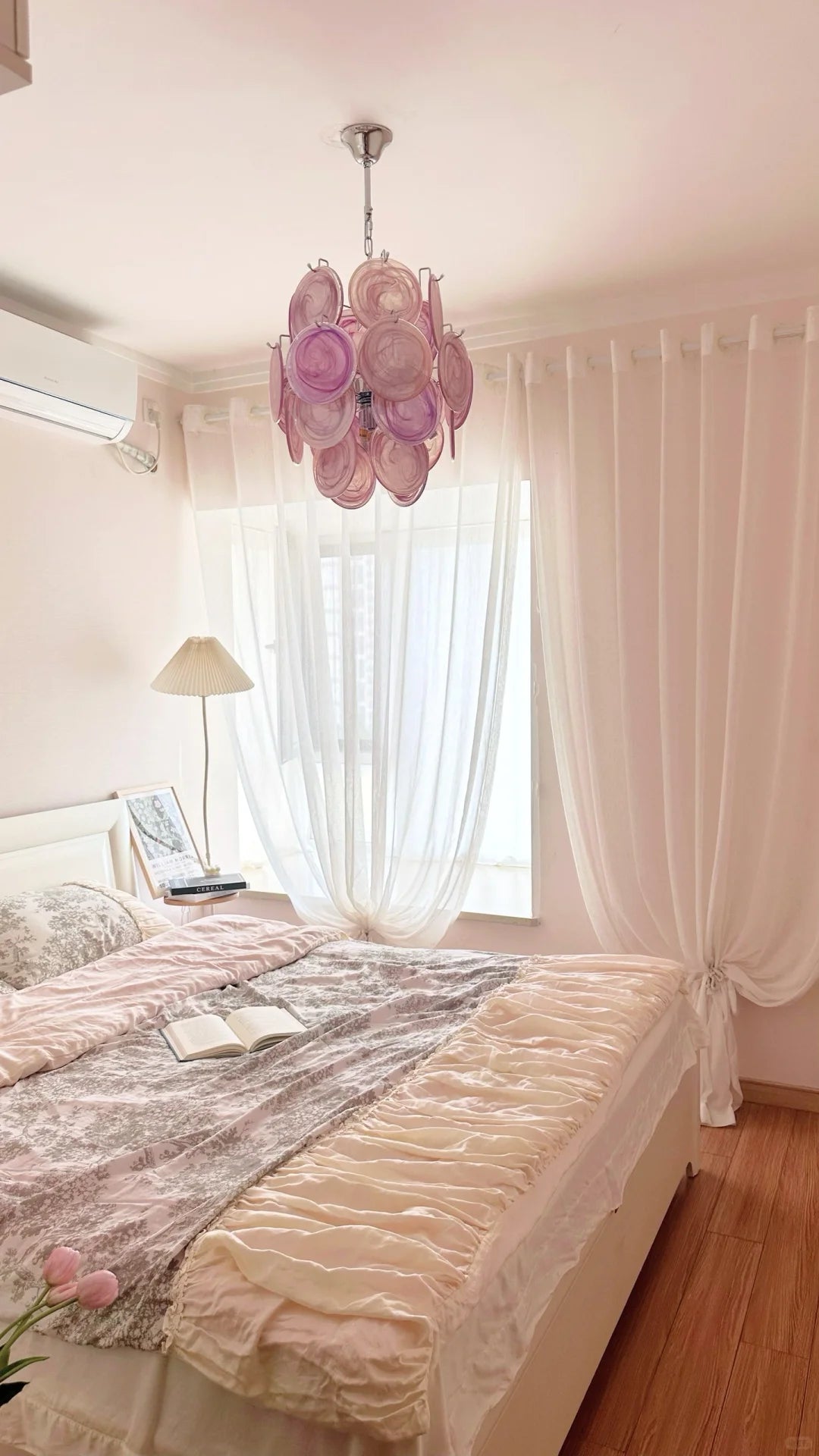 Celisaria lampadario Dischi in vetro Murano Rosa Stile vintage