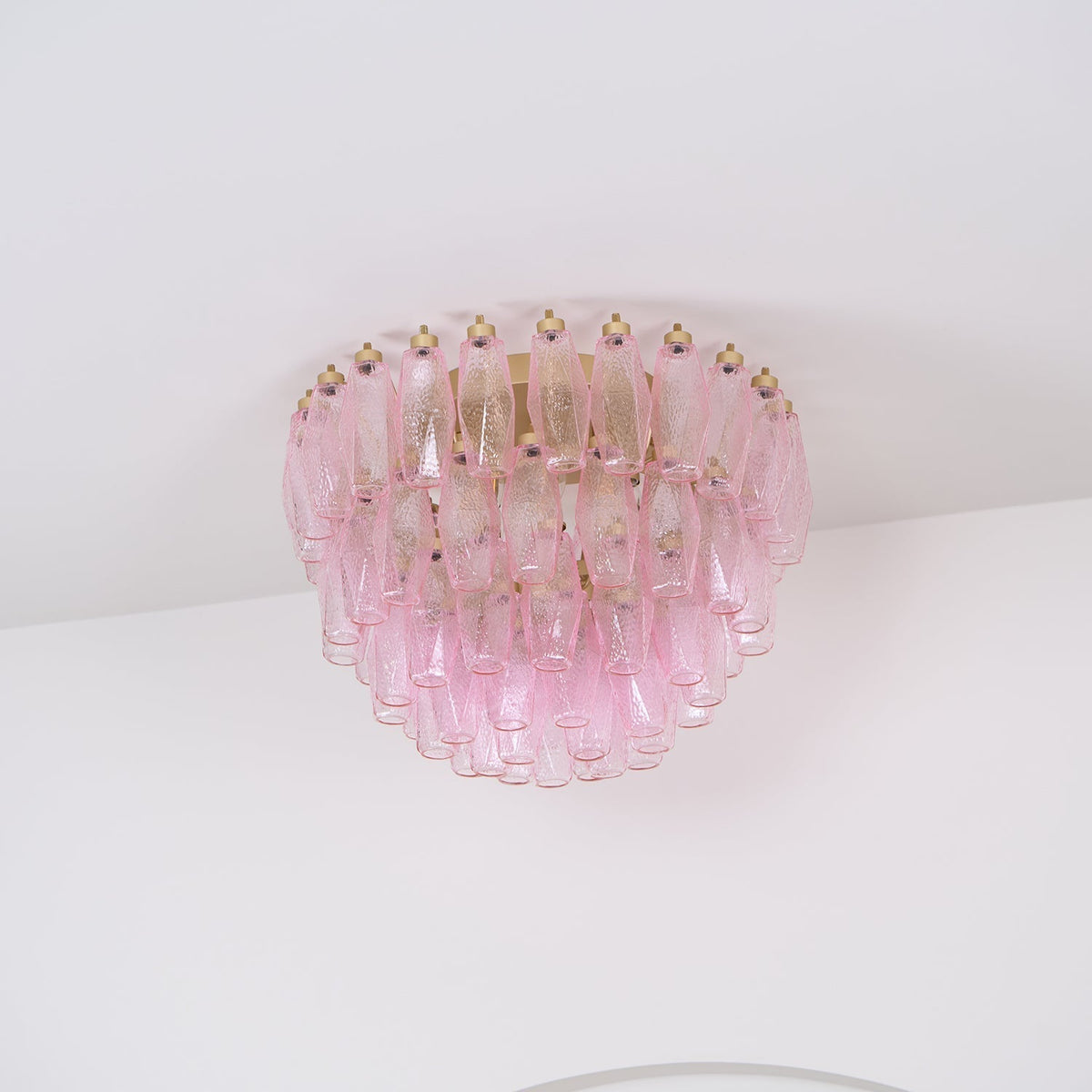 Celelaya plafoniera Poliedri in vetro di Murano Rosa Stratificato