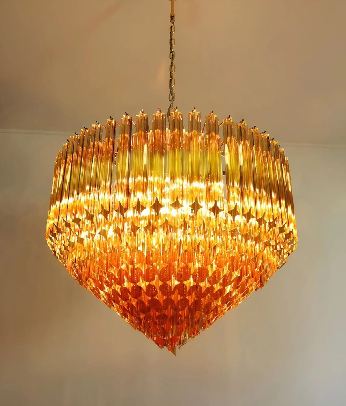Celiselle lampadario in vetro di Murano ambra Prism Grand Art