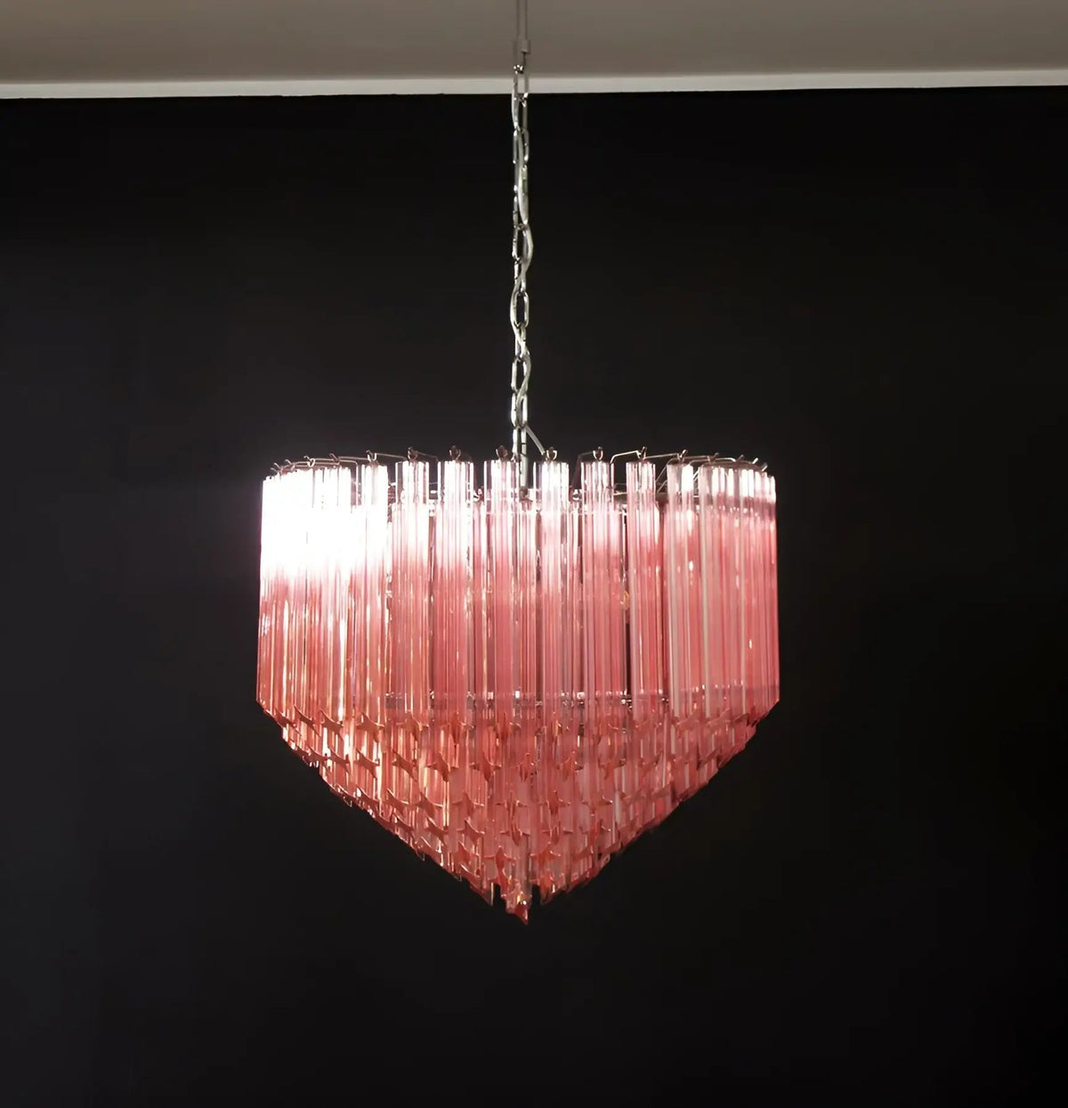 Celelaria lampadario Prismi Geometrici in vetro Rosa