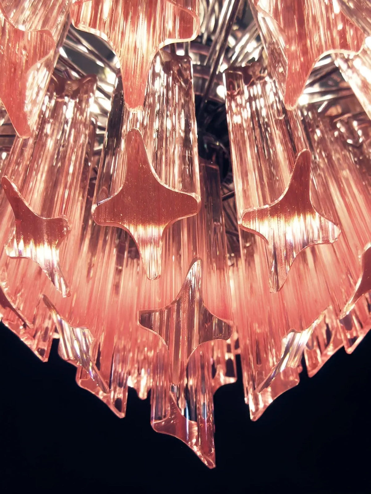 Celelaria lampadario Prismi Geometrici in vetro Rosa