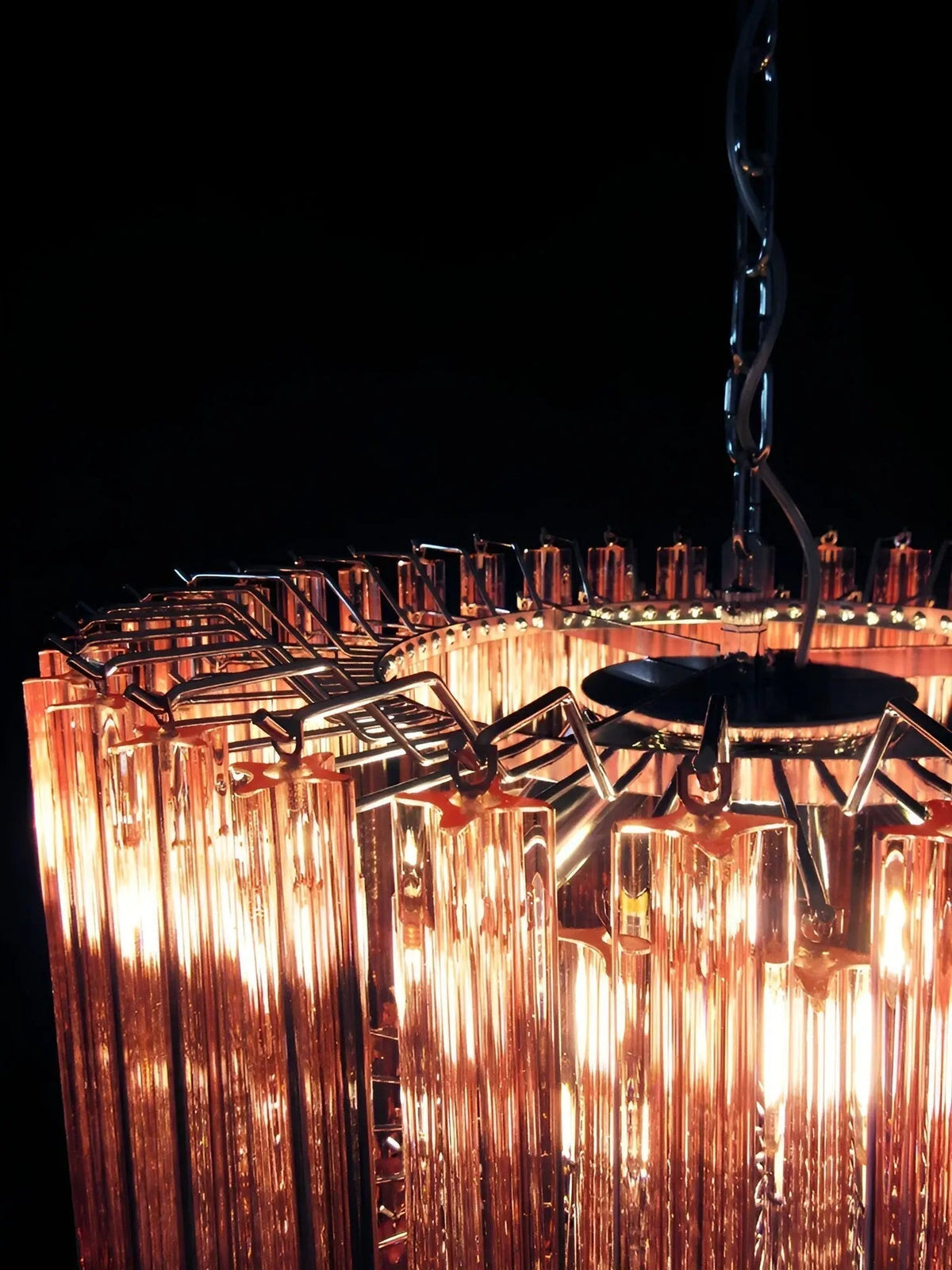 Celelaria lampadario Prismi Geometrici in vetro Rosa