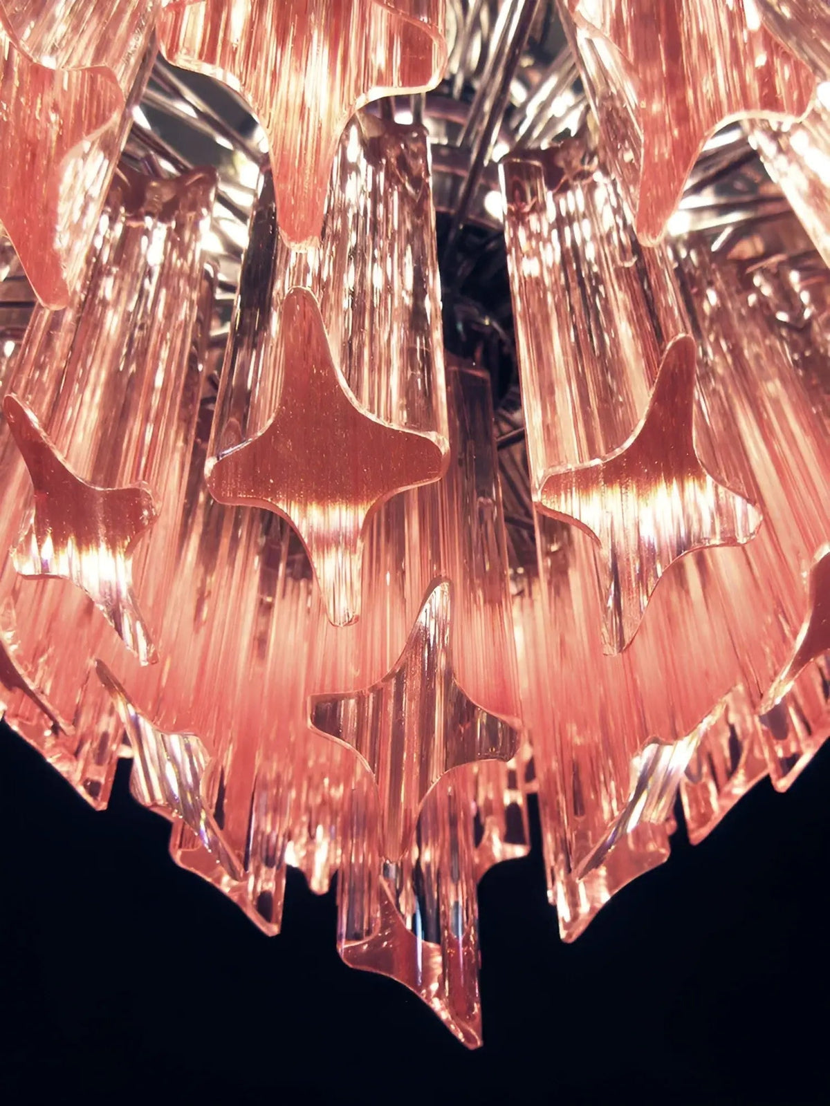 Celelaria lampadario Prismi Geometrici in vetro Rosa