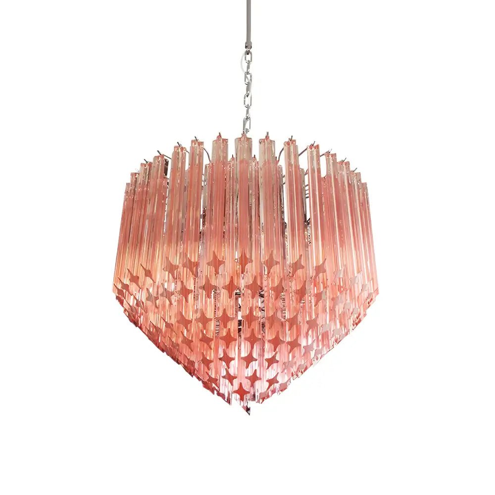 Celelaria lampadario Prismi Geometrici in vetro Rosa