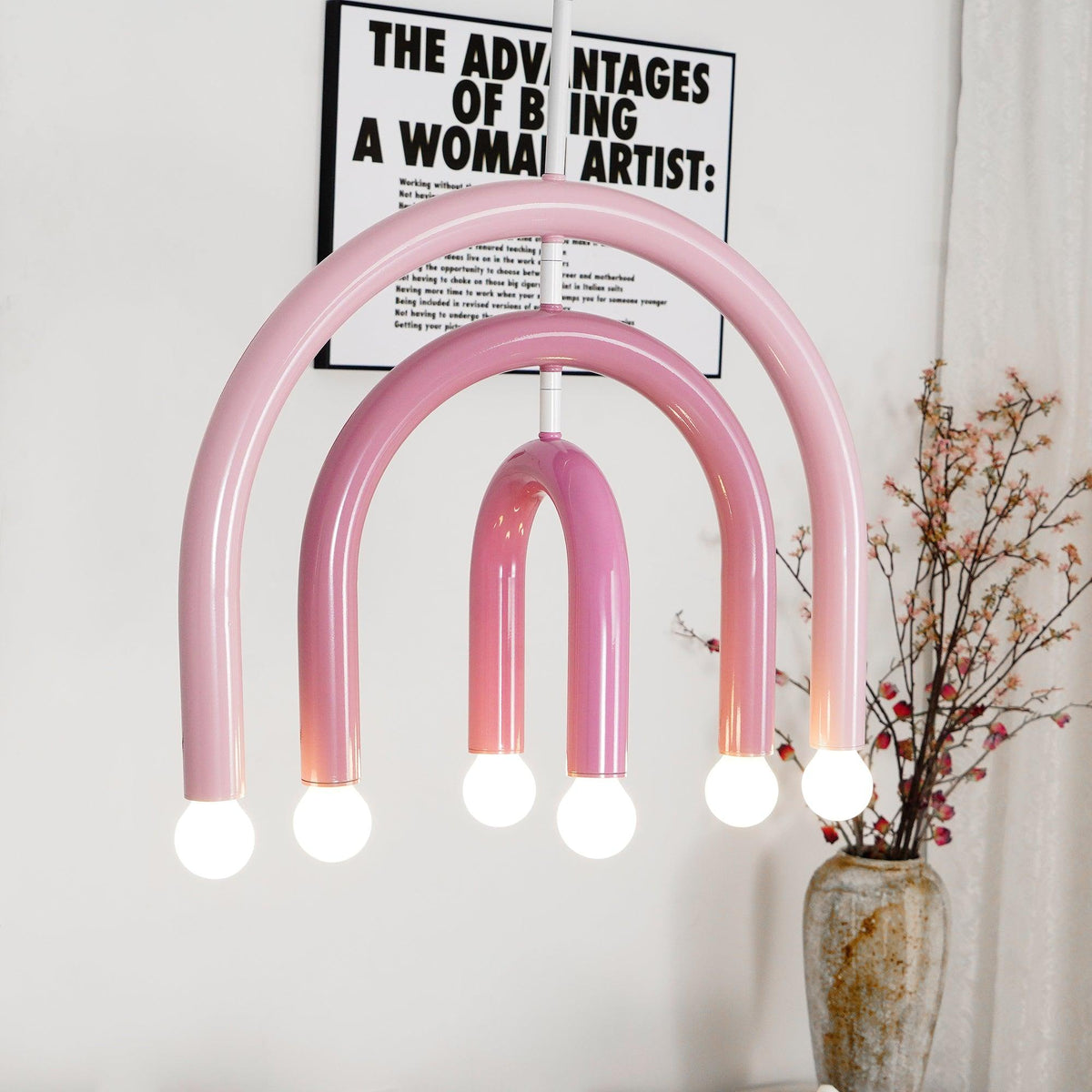 Lampada a sospensione Rainbow Arc moderna in metallo per soggiorno e sala da pranzo