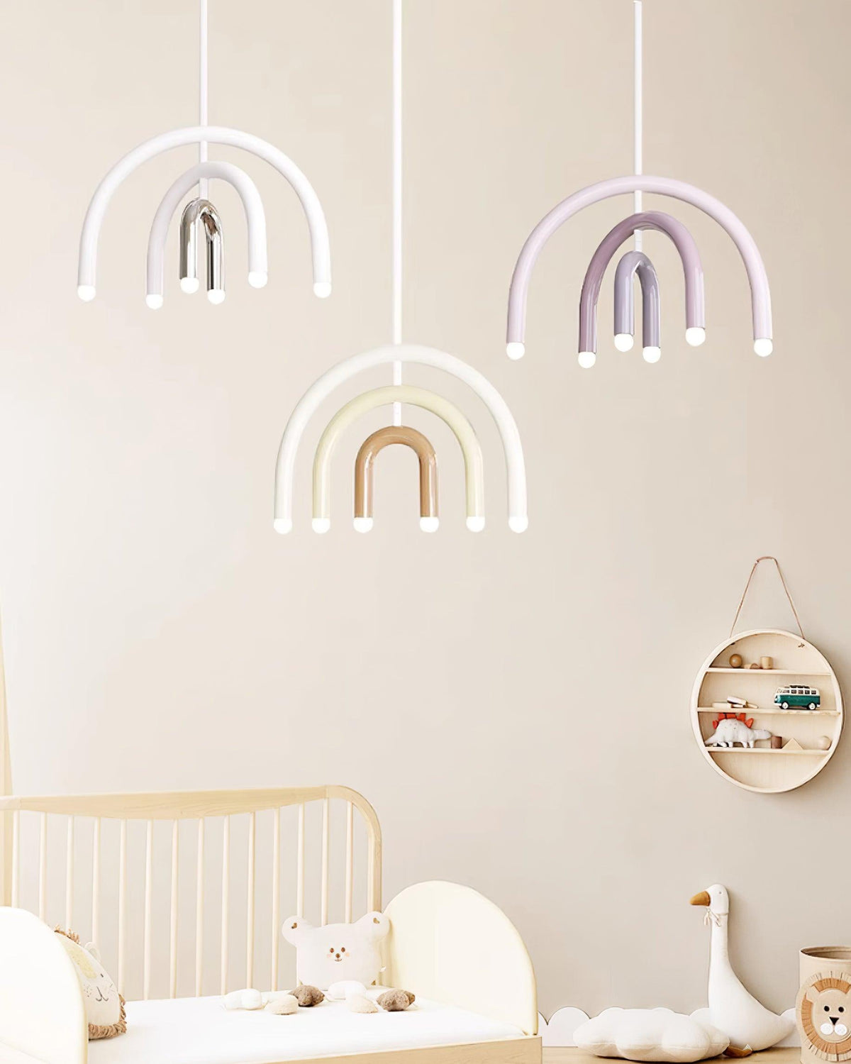 Lampada a sospensione Rainbow Arc moderna in metallo per soggiorno e sala da pranzo