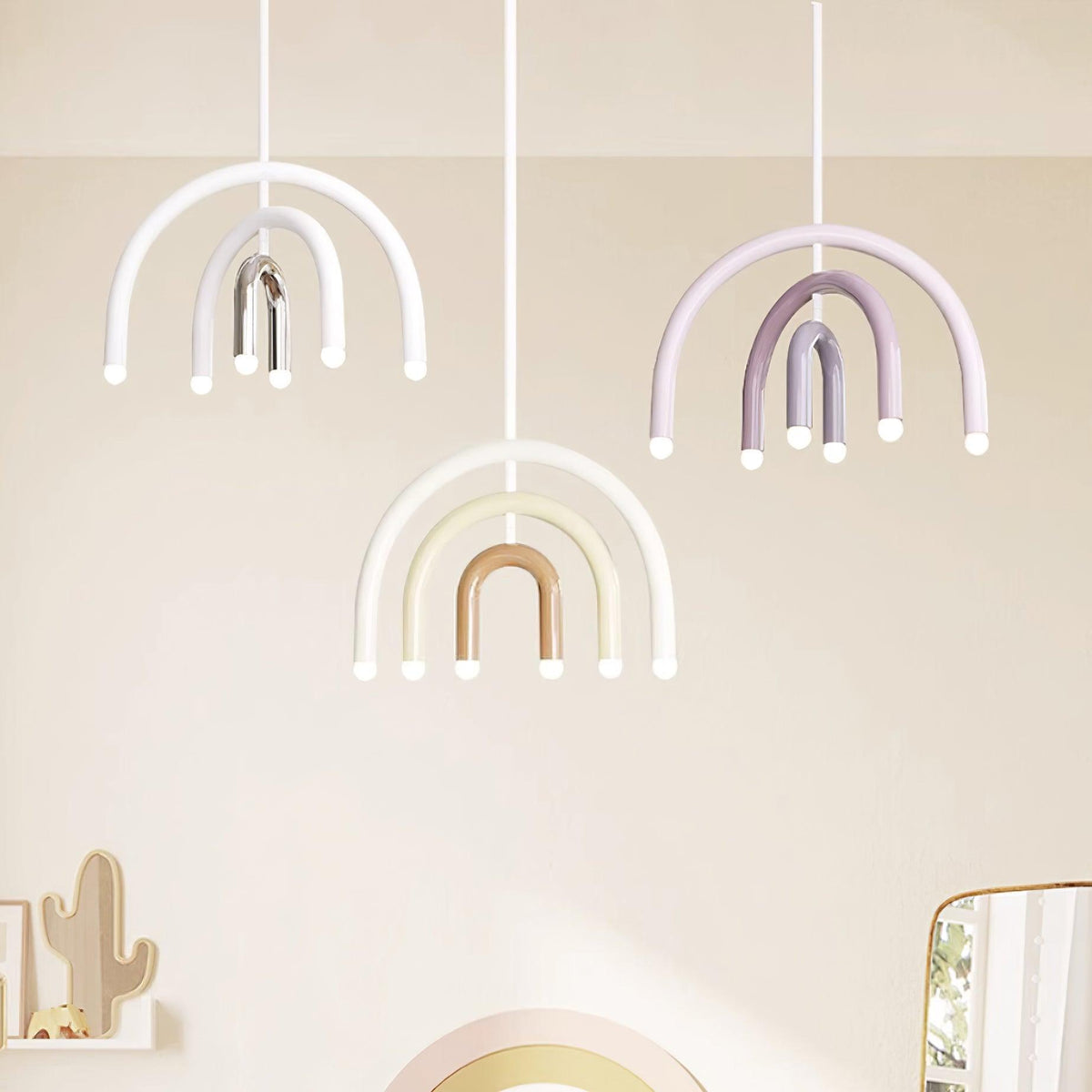 Lampada a sospensione Rainbow Arc moderna in metallo per soggiorno e sala da pranzo
