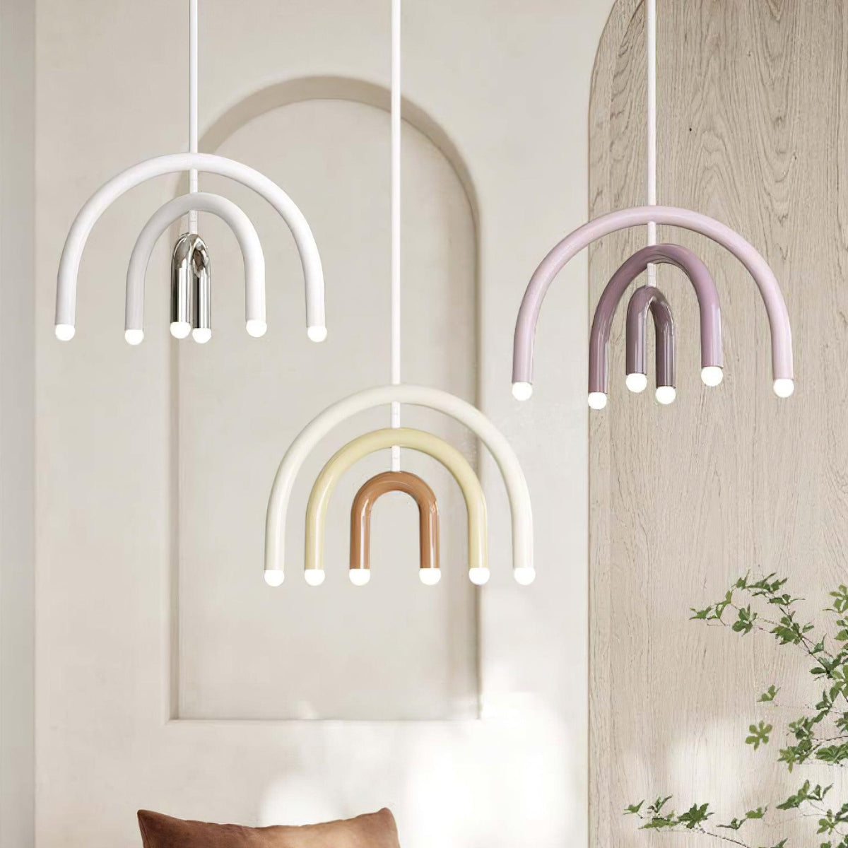 Lampada a sospensione Rainbow Arc moderna in metallo per soggiorno e sala da pranzo