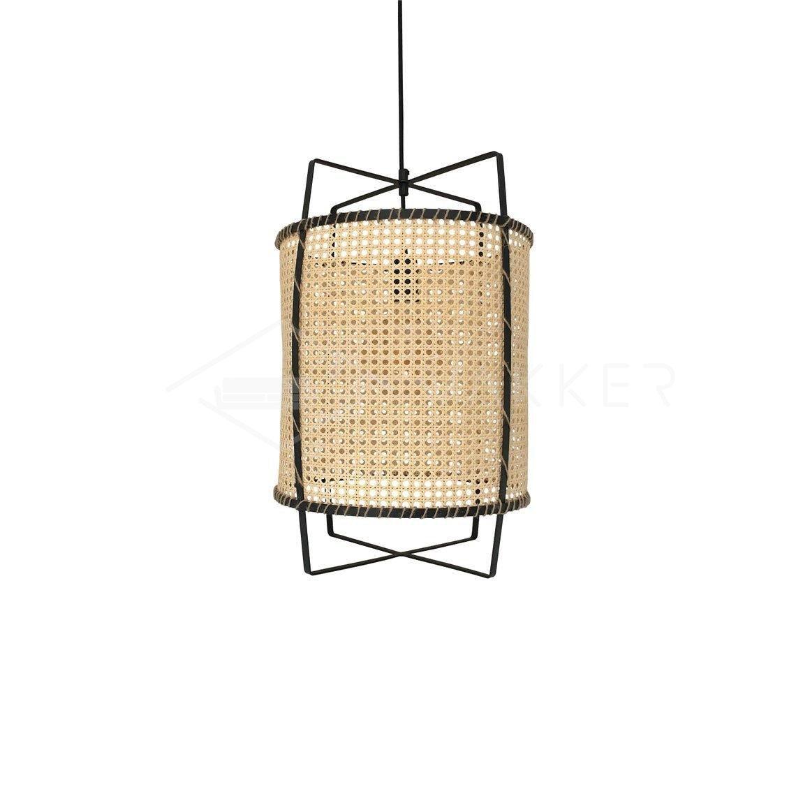 Kevis lampada a sospensione Struttura metallica in canna di rattan stile industriale