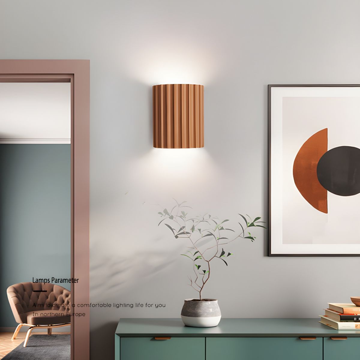 Ivvinen lampada da parete in resina con motivo nordico art a rilievo