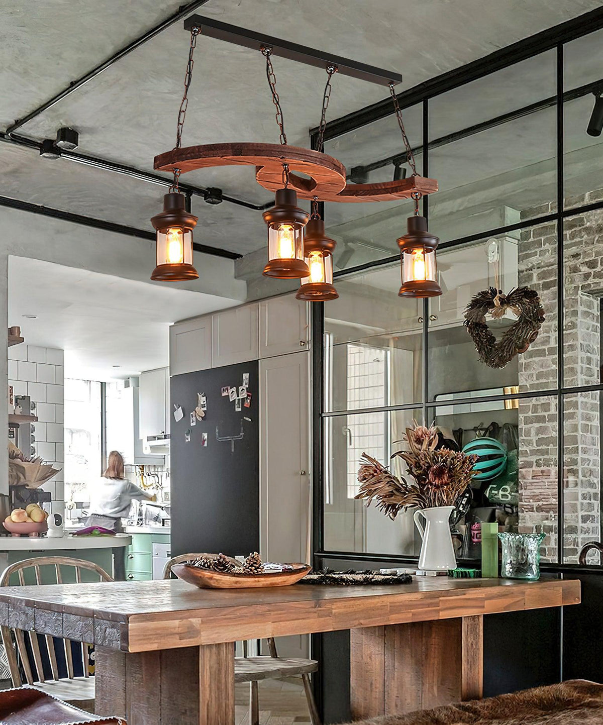 Tavlen lampadario legno vintage Curvo