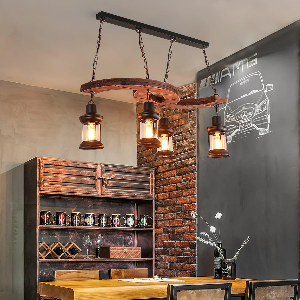 Tavlen lampadario legno vintage Curvo