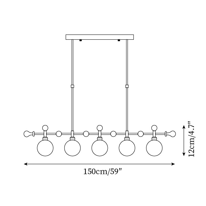 Lampadario lineare Globale LED/a Incandescenza per sala da pranzo Isola Cucina a globo