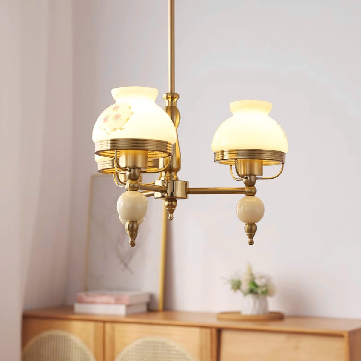 Lampadario in vetro e metallo per sala da pranzo o soggiorno vintage