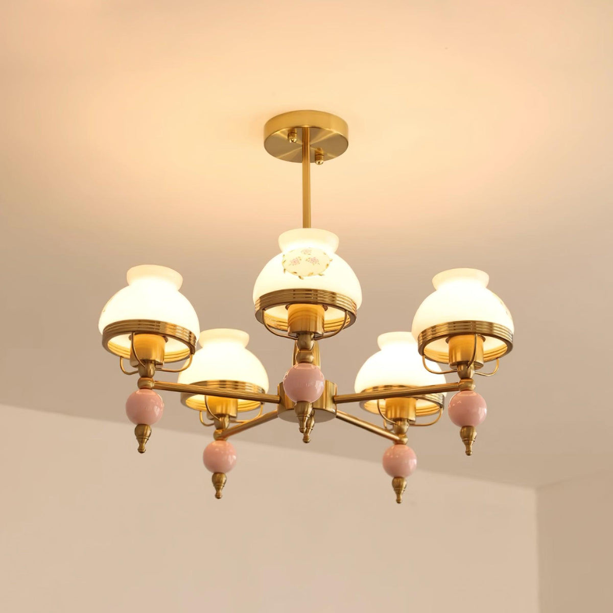 Lampadario in vetro e metallo per sala da pranzo o soggiorno vintage