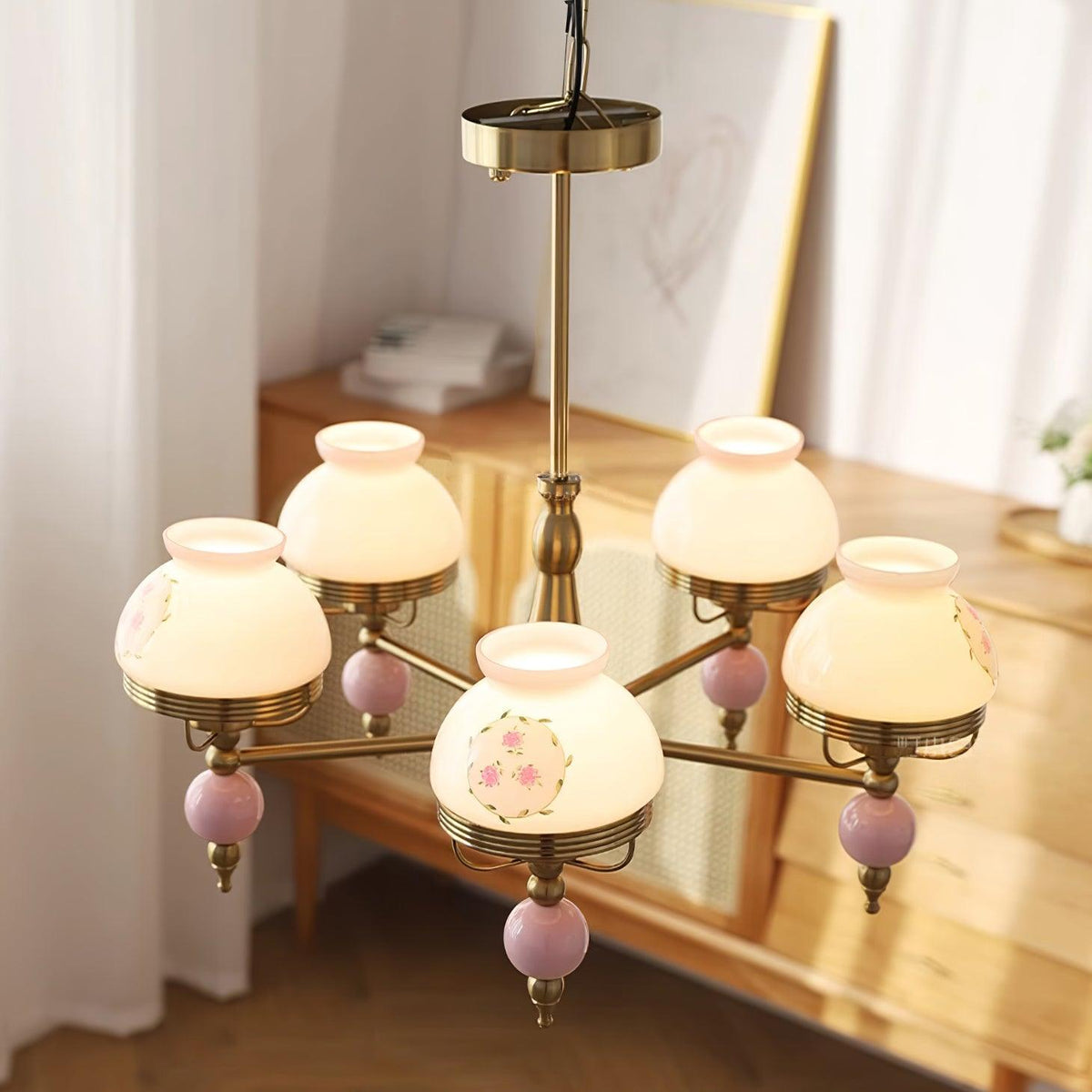 Lampadario in vetro e metallo per sala da pranzo o soggiorno vintage