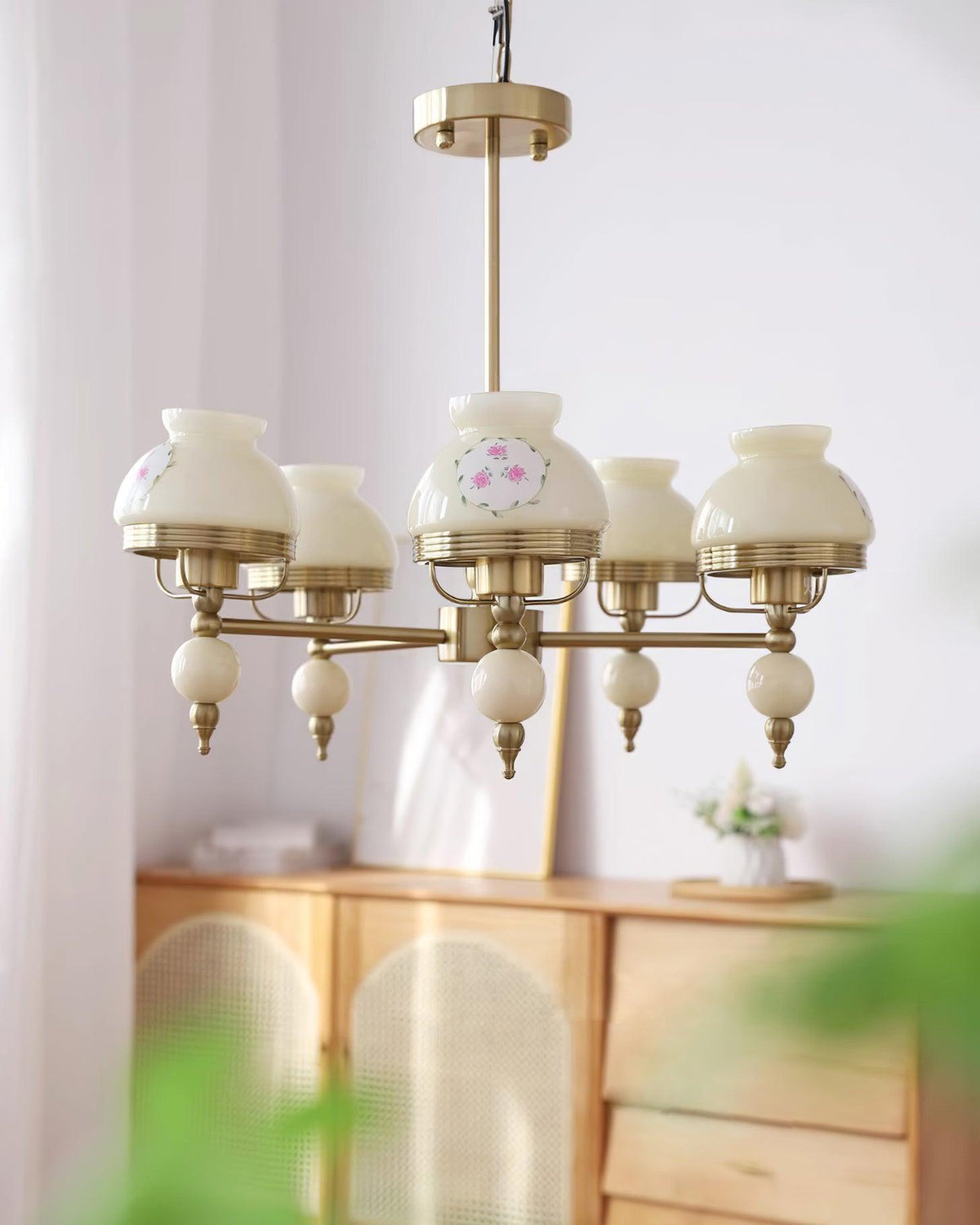 Lampadario in vetro e metallo per sala da pranzo o soggiorno vintage