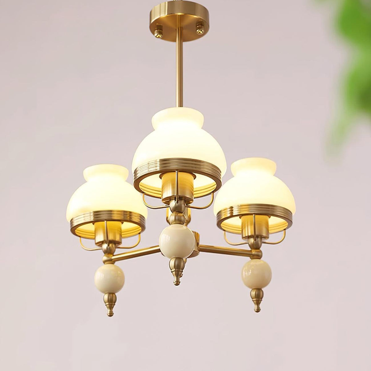 Lampadario in vetro e metallo per sala da pranzo o soggiorno vintage