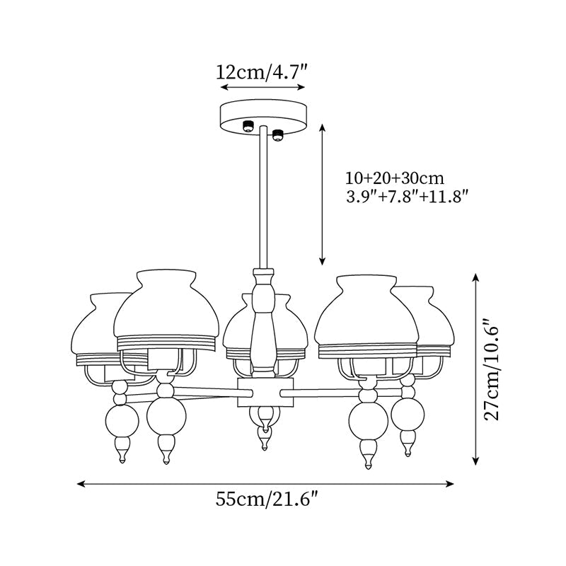Lampadario in vetro e metallo per sala da pranzo o soggiorno vintage
