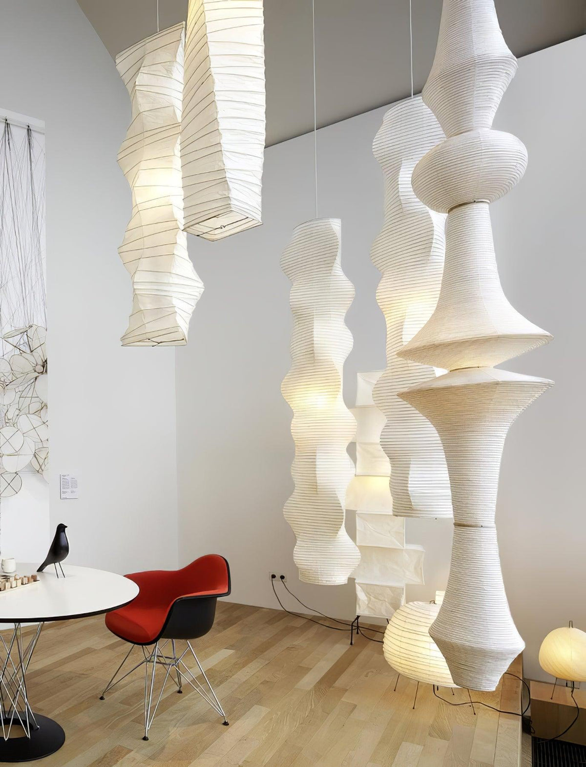 Lunirena lampada a sospensione Washi Paper E per soggiorno