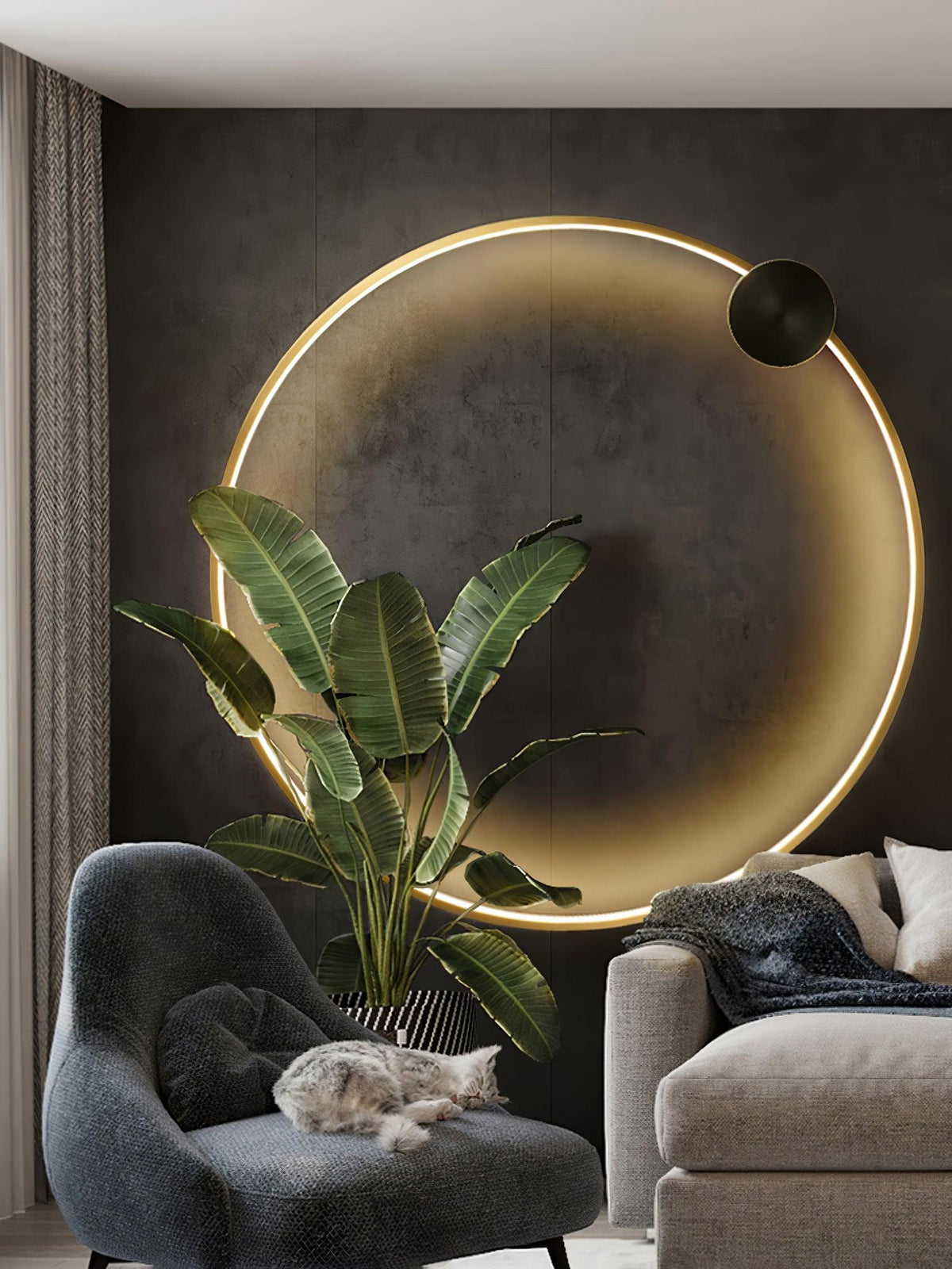 Oriaenne lampada da parete minimalista a Forma di Anello LED in ottone in metallo moderno