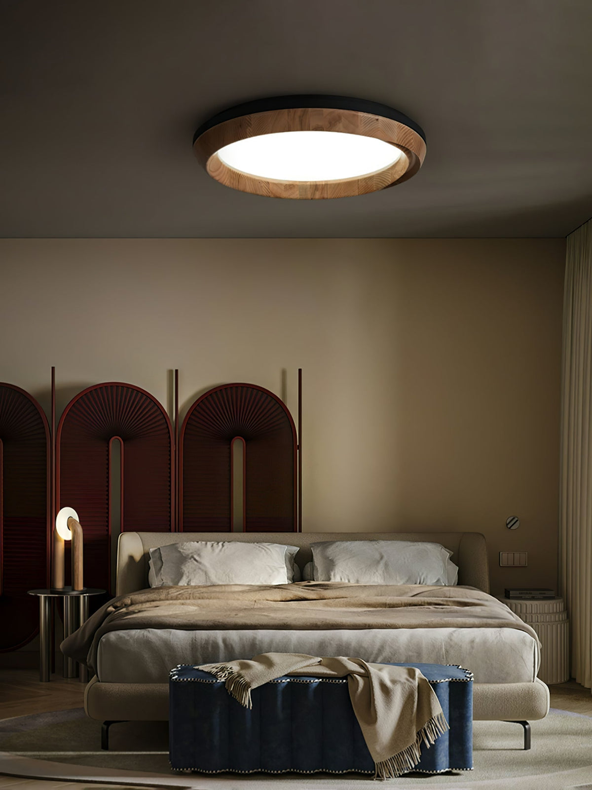 Aurdoreth lampada da soffitto moderna minimalista in legno effetto onde