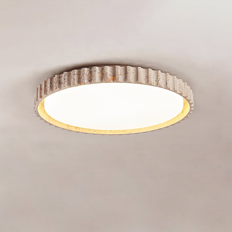 Obsidian lampada da soffitto anello a listelli in travertino