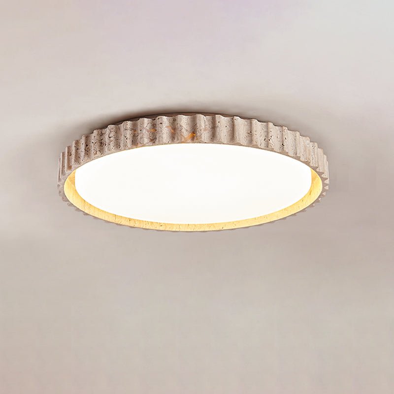 Obsidian lampada da soffitto anello a listelli in travertino
