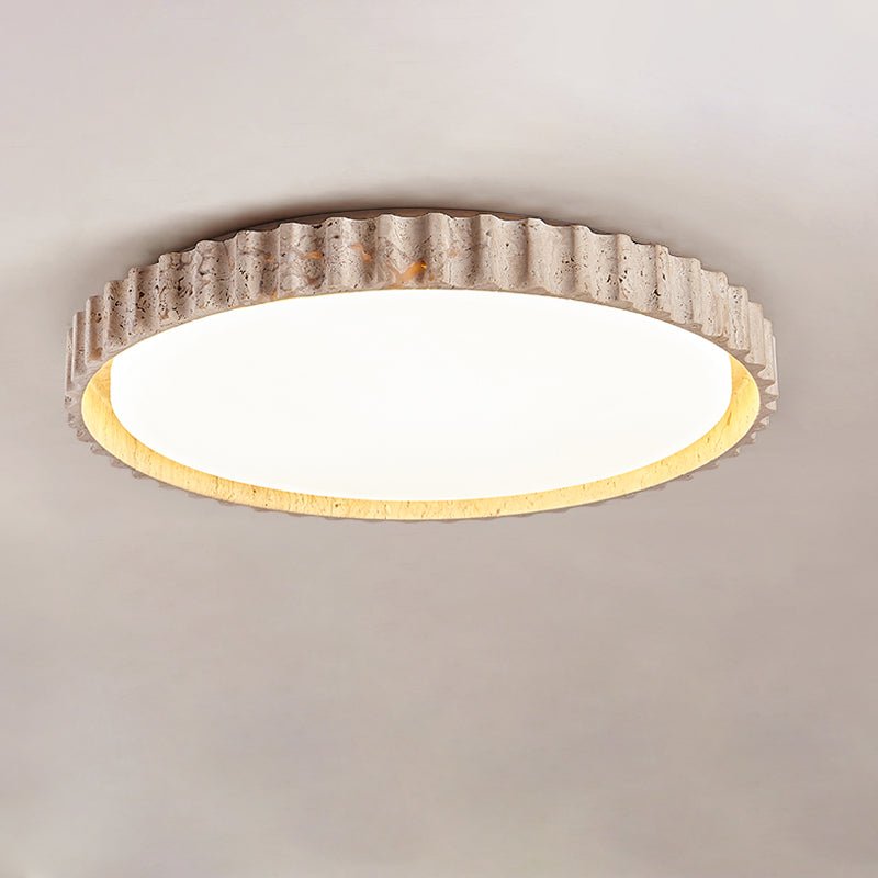 Obsidian lampada da soffitto anello a listelli in travertino