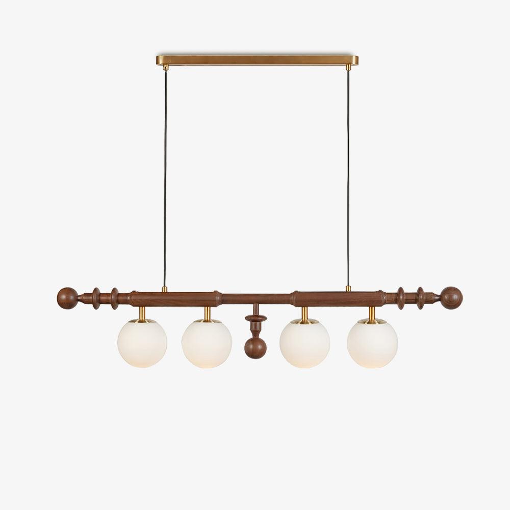 Elvalelle lampadario Colonna Romana legno di Noce vetro