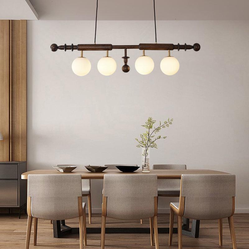 Elvalelle lampadario Colonna Romana legno di Noce vetro