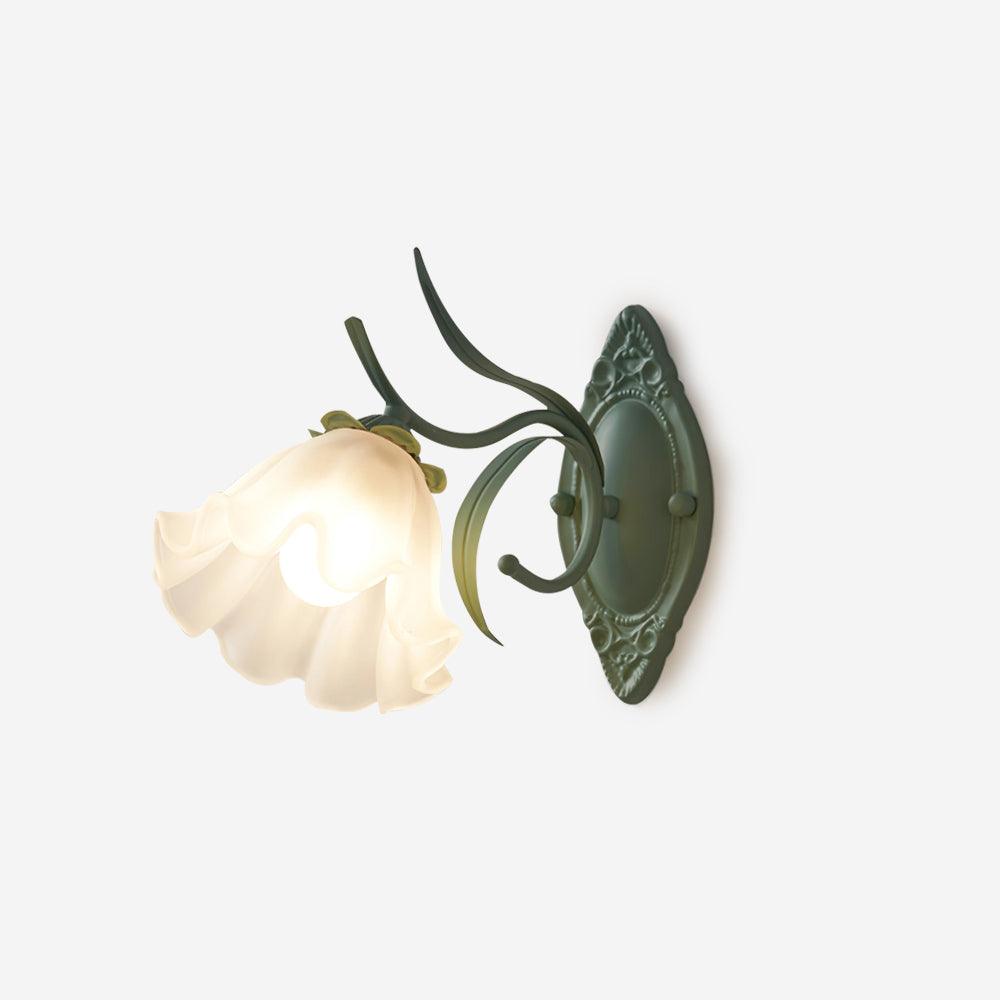 Lampada da parete vintage con paralume in vetro floreale per camera da letto e soggiorno