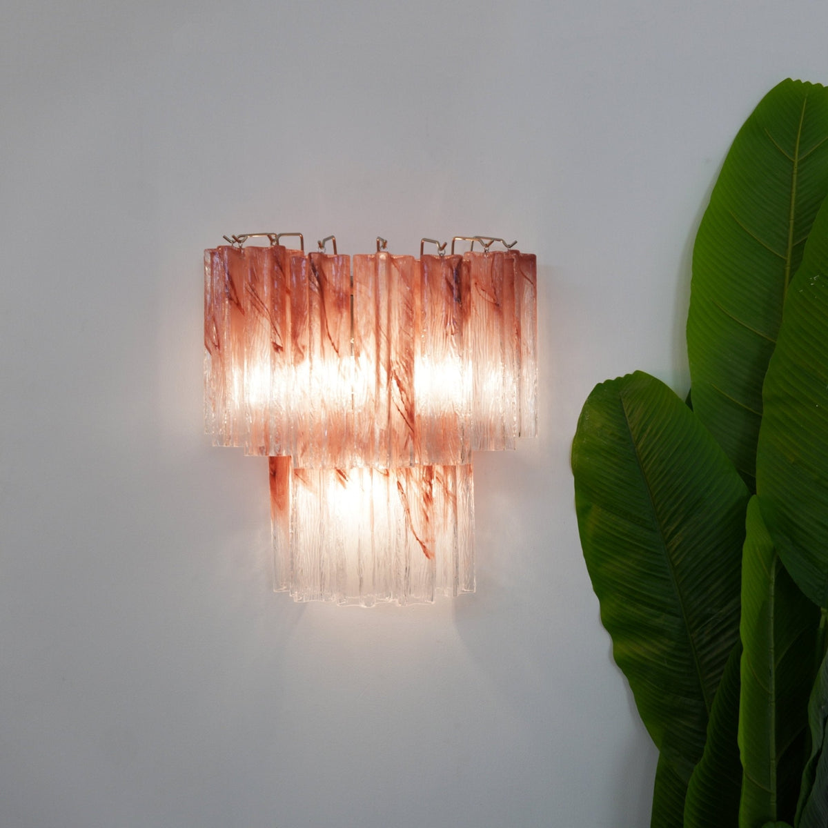 Lioreeria lampada da parete in vetro Rosa a Lame Effetto Acquerello romantico